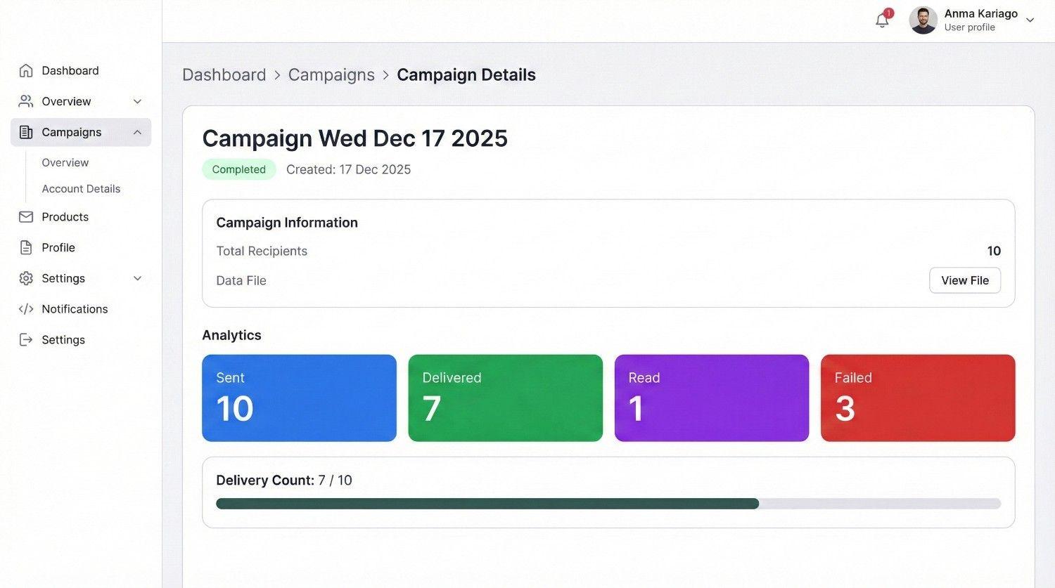 GrowEasy Bulk WhatsApp Marketing Software Dashboard Interface