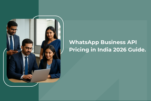 WhatsApp Business API pricing in India 2026 guide with a business team working together on a laptop in an office