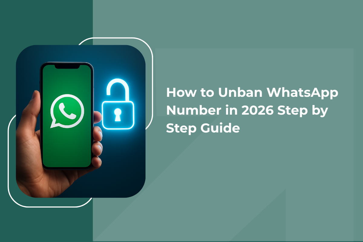 Phone showing WhatsApp with unlock icon for account recovery.