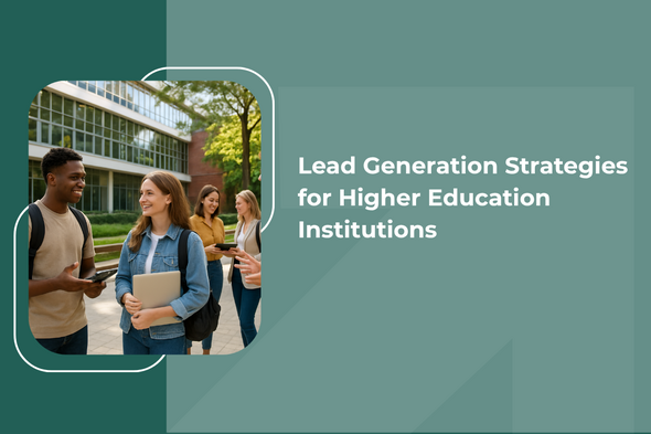 Students talking on a college campus for lead generation.
